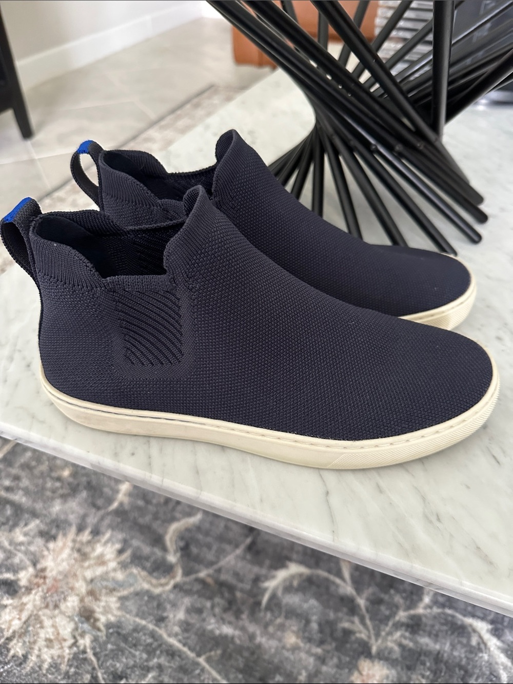 Rothy's Chelsea Navy Knit Slip-On Sneakers